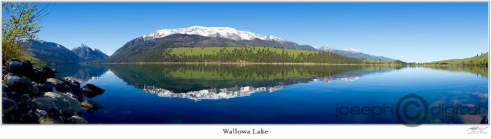 wallowa lake summer shore panorama wallowa lake summer shore panorama